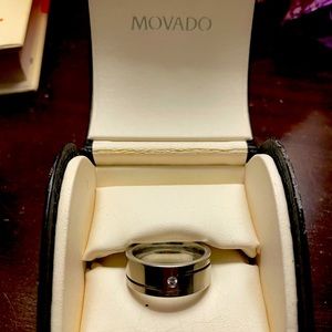 Movado stainless steel & diamond ring